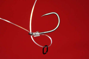 Knotless knot with ESP ring threaded back through the eye of hook